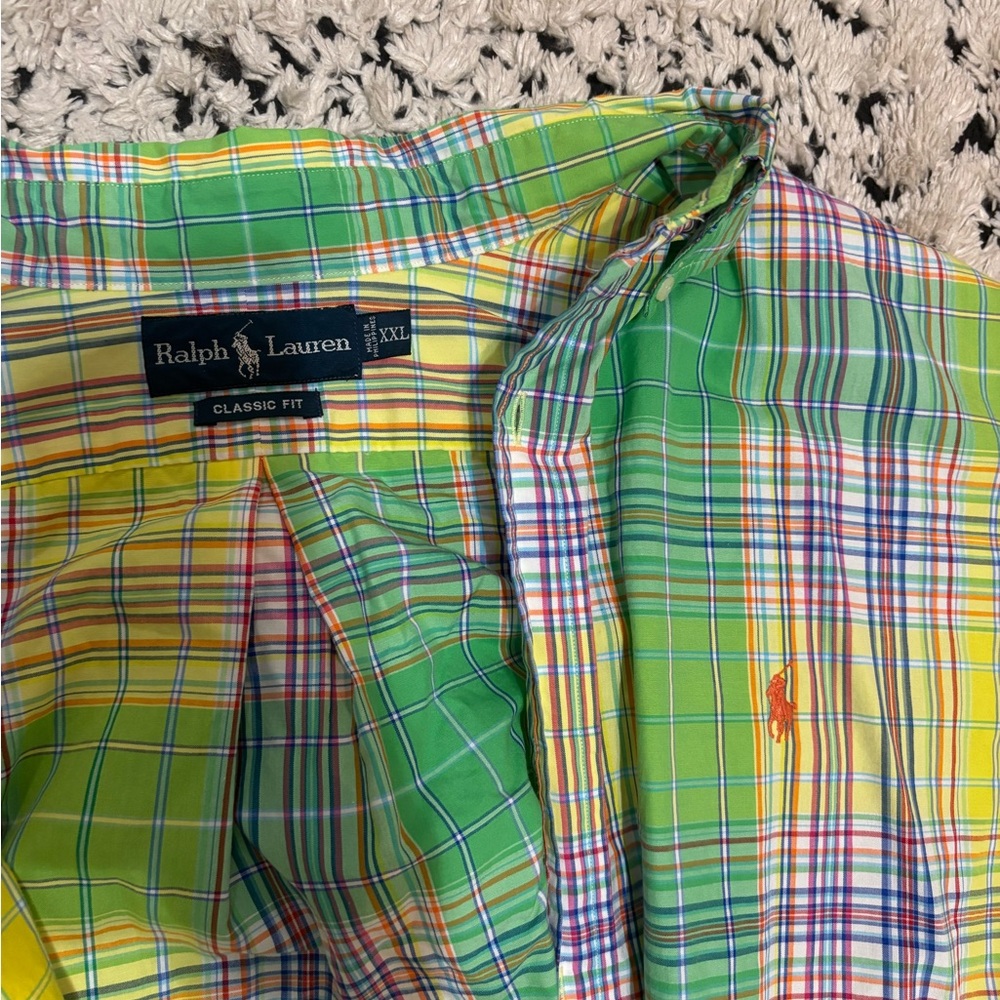 Ralph Lauren Yellow and Green Plaid Shirt XXL